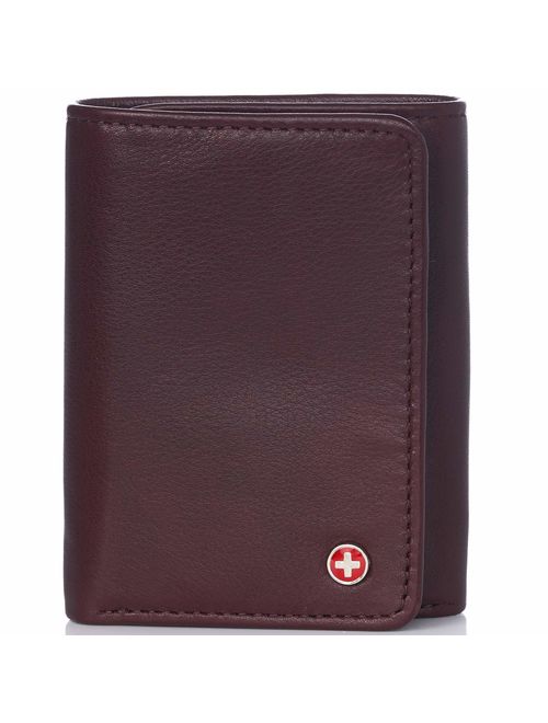 Alpine Swiss RFID Mens Theo OVERSIZED Trifold Wallet Deluxe Capacity With Divided Bill Section Camden Collection Comes in a Gift Box