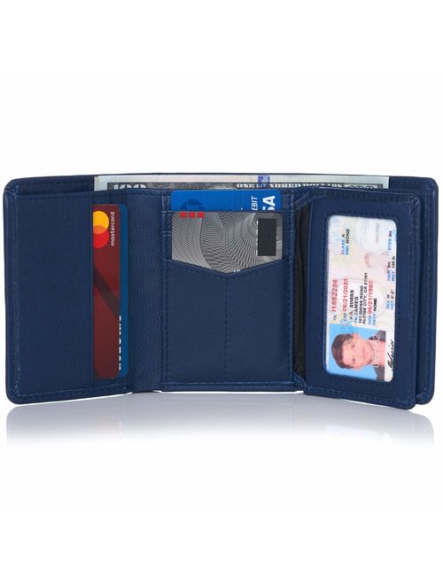 Alpine Swiss RFID Mens Theo OVERSIZED Trifold Wallet Deluxe Capacity With Divided Bill Section Camden Collection Comes in a Gift Box