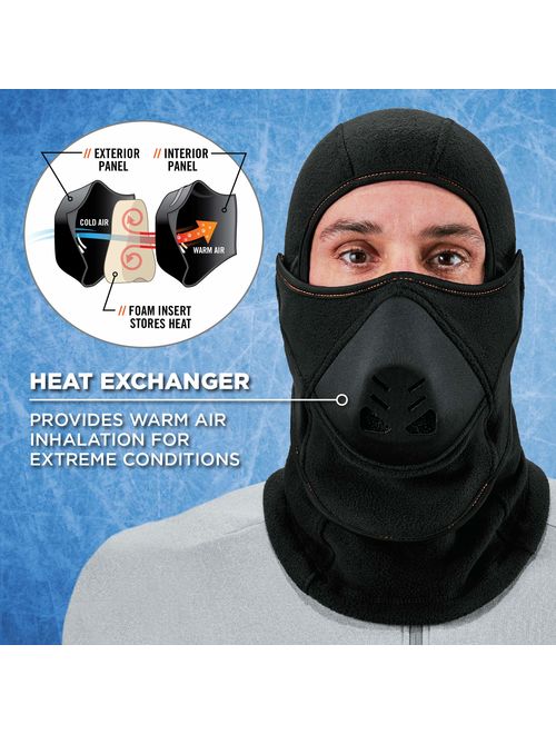 Balaclava with Detachable Heat Exchanger Face Mask, Winter Ski Mask, Ergodyne N-Ferno 6970