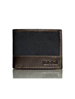 Men's Baseline Leather Canvas Wallet with Attached Flip Pocket