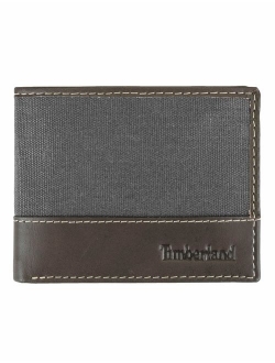 Men's Baseline Leather Canvas Wallet with Attached Flip Pocket