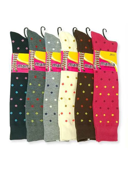 Mamia Women's Fancy Design Multi Color Knee High Socks (6 pairs)