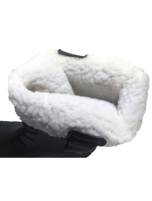 L&M Mens Waterproof Fur Interior Rubber Sole Winter Snow Rain Boots Insulated