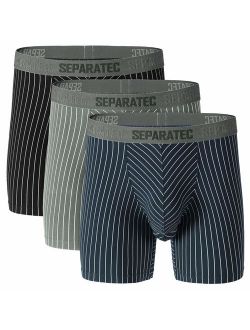 Men's Underwear Stylish Striped Pattern Smooth Cotton Boxer Briefs 3 Pack