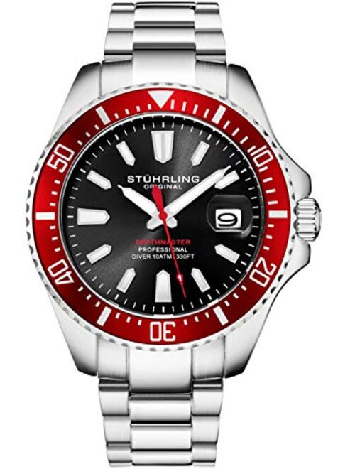 Stuhrling Original Watches for Men - Pro Diver Watch - Sports Watch for Men with Screw Down Crown for 330 Ft. of Water Resistance - Analog Dial, Quartz Movement - Mens Wa