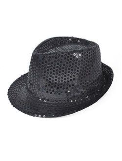 Buckletown Sequined Fedora Hat (black)