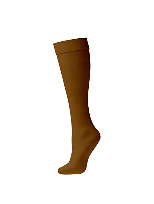 Women's Trouser Socks, Opaque Stretchy Nylon Knee High, Many Colors, 6 or 12 Pairs