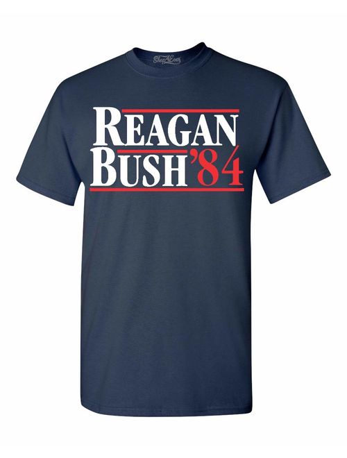 shop4ever Short Sleeve Reagan Bush 84 T-Shirt Presidential Campaign Crew Neck T- Shirts