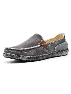 JAMONWU Mens Slip on Cloth Shoes Canvas Casual Loafer Leisure Vintage Boat Shoes