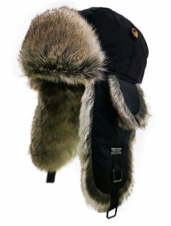 FUR WINTER Taslon Faux Fur Aviator Ski Trapper Trooper Pilot Hat