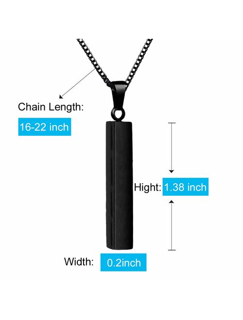 EVER2000 Personalized 3D Vertical Bar Necklace, Custom Necklace Engraved with Any Name Pendant Jewelry Gift