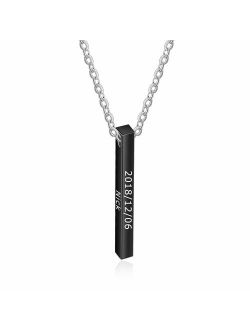 Free Engraving 4 Side Vertical Name Bar Necklaces for Men Women Engraved Coordinate Necklace Initial Pendant Necklace for Birthday Gift