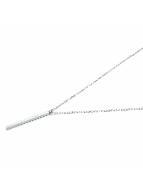 Stainless Steel 3D Bar Necklace Personalized Adjustable Silver Necklace Gift for Women Girls