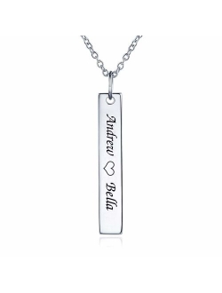 Hybedora Personalized Bar Necklace, Engraved Birthstone Custom Name Necklace Charm Jewelry Gift for Women and Men
