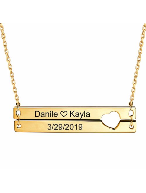 Engraved Birthstone Custom Name Necklace Charm Jewelry Gift for Women and Men Hybedora Personalized Bar Necklace 