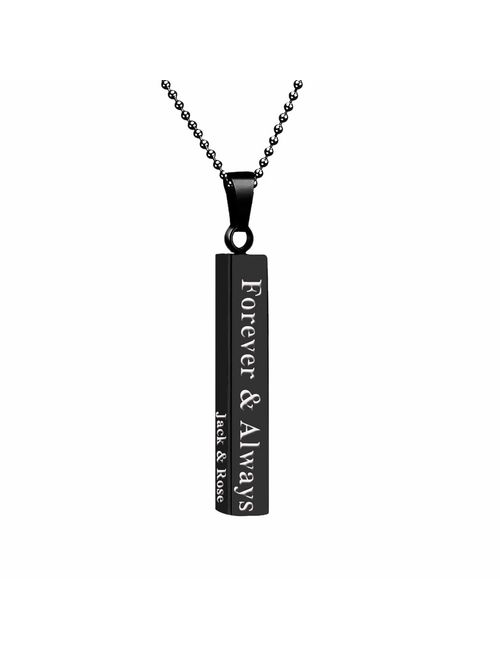 Custom Necklace Personalized Bar Necklace Charm Jewelry Gift for Women and Men chain 18 inch 