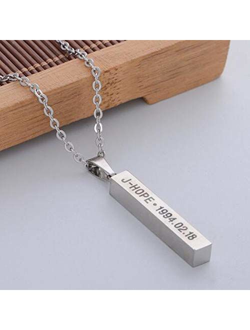 Personalized Bar Necklace Charm Jewelry Gift for Women and Men Custom Necklace chain 18 inch 