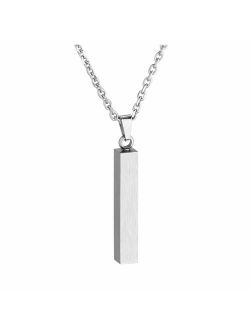 Jovivi Personalized 4 Sided Stainless Steel Cube Vertical Bar Necklace, Custom Names Necklace Message Engraved Dainty Jewelry for Men Women