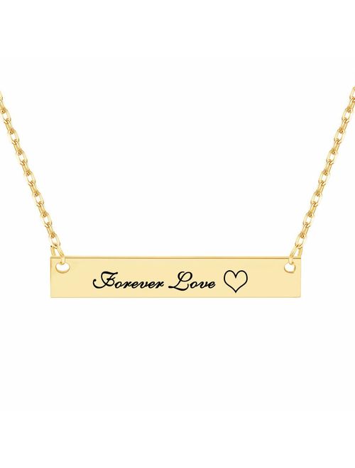 Dreamdecor Custom Bar Necklace Engraved Bar Pendant Necklace Personalized Horizontal Bar Name Necklace for Women
