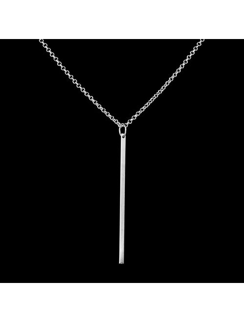 LittleB Vertical Bar Pendent Necklace Silver Decorative Long Necklaces Chain Prom Jewelry for Women and Girls