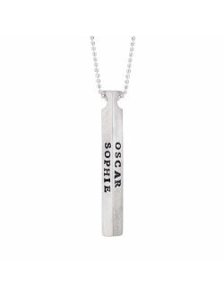 Forever My Personalized Vertical 4 Side Engraved 3D Bar Necklace-Custom Pendant Mom Jewelry Gift