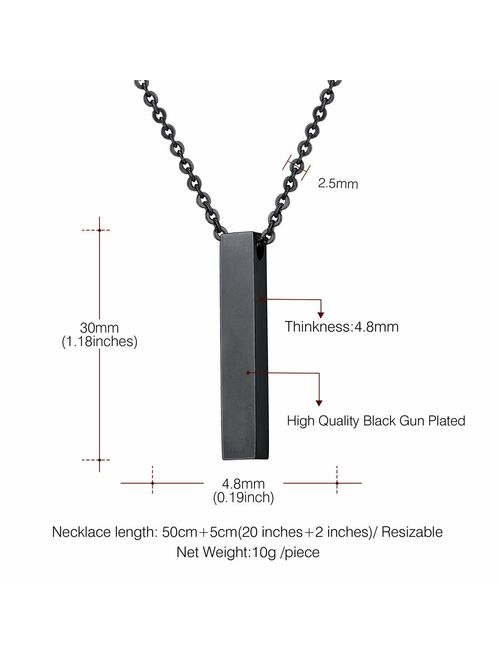 U7 Same Day Shipping Personalized Message Text Engrave Name Pendant Men Women Stainless Steel/18K Gold/Black Gun Plated His & Her Heart Bar/Disc Layering/Triple Vertical/