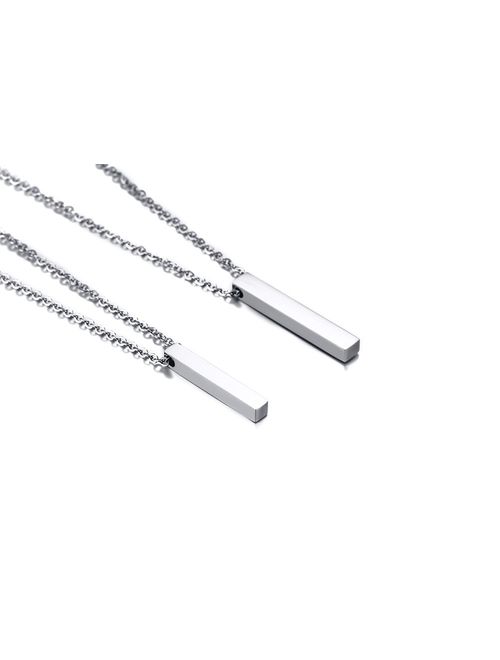 VNOX Customize-4 Sided 3D Initial Stainless Steel Crystal Vertical Bar Necklace Set of 2/3/4/5,Friendship Gift