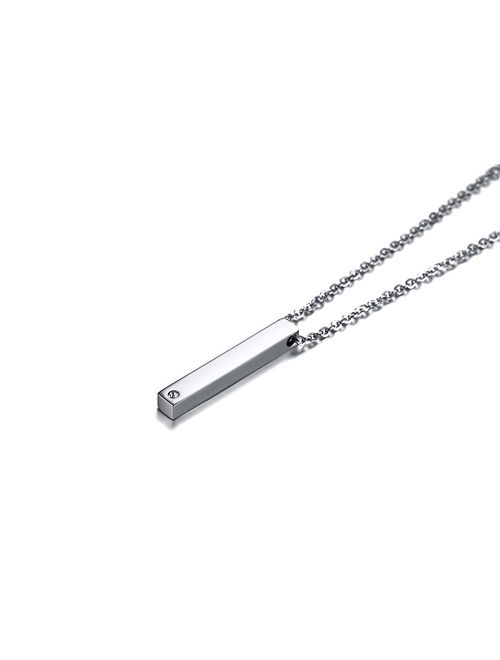VNOX Customize-4 Sided 3D Initial Stainless Steel Crystal Vertical Bar Necklace Set of 2/3/4/5,Friendship Gift