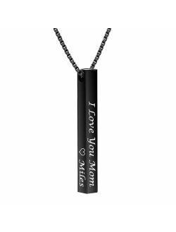 Dreamdecor Vertical Custom 3D Bar Necklace Personalized Engraved Message Pendant Necklace for Mother