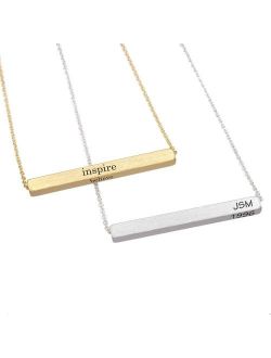 Horizontal bar Personalized Engraved Customized Monogram 3-D 4 sided Name Initial Alphabet Bar Brass Necklace, BN742
