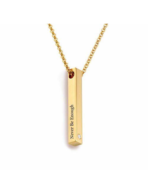 Custom Nameplate Necklace Engraved with Any Letters EVER2000 Custom Bar Name Necklace Personalized with Birthstone 