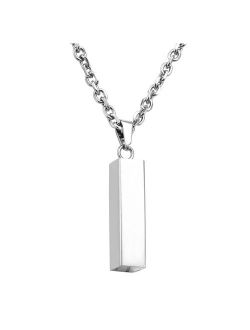 Jovivi Personalized Custom Vertical Tube Bar Urn Necklace for Ashes Memorial Keepsake Pendant Cremation Jewelry w/Filler Kit