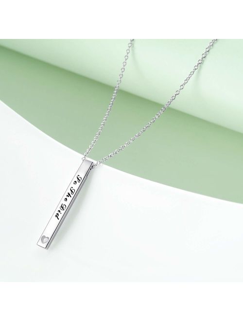 925 Sterling Silver"She Believed She Could So She Did" Bar Necklace Jewelry Inspirational Gifts for Women
