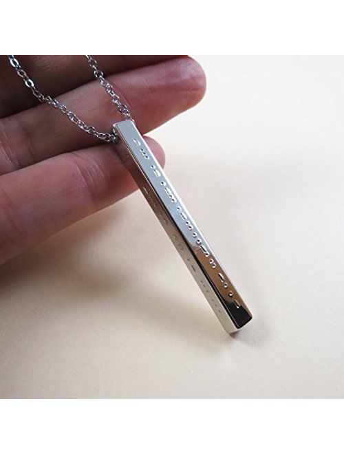 Morse Code Necklace Bar Jewelry Hidden Message 3D Necklace Bridesmaids Gift Mothers Vertical Bar Necklace