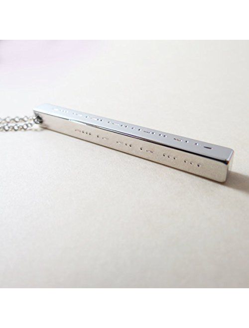 Morse Code Necklace Bar Jewelry Hidden Message 3D Necklace Bridesmaids Gift Mothers Vertical Bar Necklace