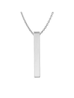 Sterling Silver Plain Vertical Bar Pendant Necklace w/Chain (18.00)