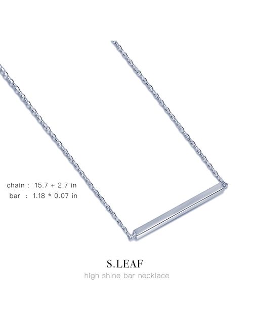S.Leaf Bar Necklace for Women Bar Necklace Sterling Silver Dainty Necklace