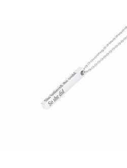 CHIC & ARTSY 925 Sterling Silver Vertical Bar Pendant Necklace,Delicate Mini Bar Stud Earrings-Minimalist Jewelry Set for Women