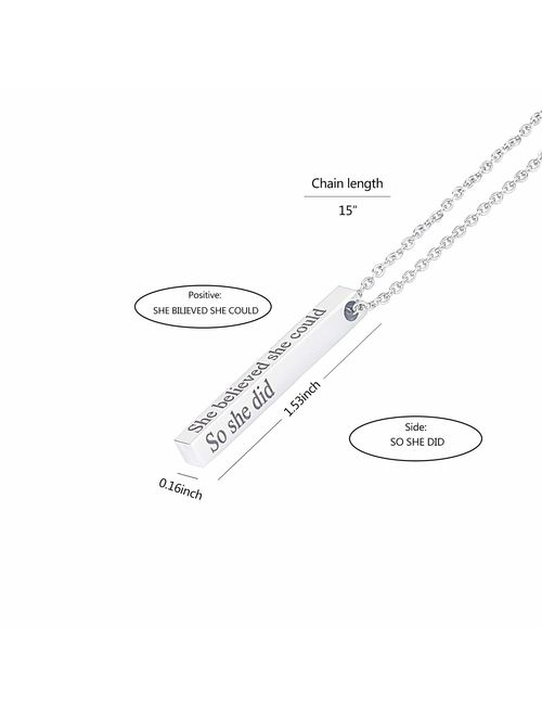 CHIC & ARTSY 925 Sterling Silver Vertical Bar Pendant Necklace,Delicate Mini Bar Stud Earrings-Minimalist Jewelry Set for Women
