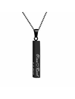 Memind Personalized 3D Vertical Bar Necklace, Custom Engraved Names Necklace Dainty Jewelry Gift for Women