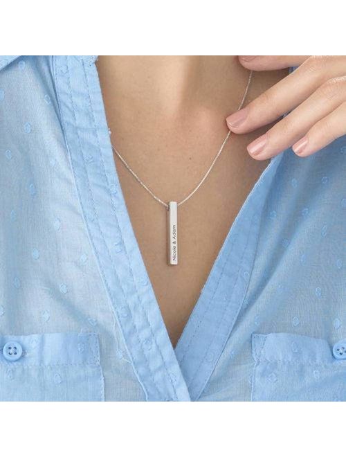 Personalized Couple Necklace Custom Engraved Name Vertical Bar Necklace Customized 3D Bar Necklace Gift for Men Women
