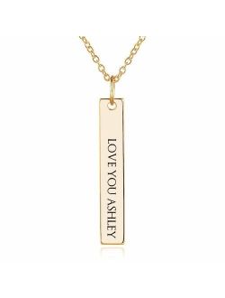 Personalized Vertical Bar Necklace Engraved Name Pendant with Birthstone Customized Name Necklace Jewelry Gift for Couple