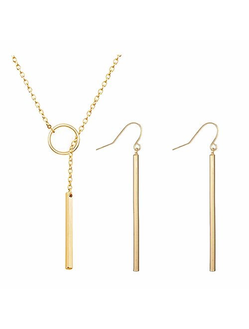 Dcfywl731 Punk Simple Style Gold/Silver Plated Lightning Long Exaggerated Square Geometric Stick Drop Dangle Earring for Women