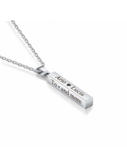Love Jewelry Personalized Couple Stainless Steel Necklace Engraved Initial Name Vertical Bar Pendant Necklace Gifts for Boyfriend