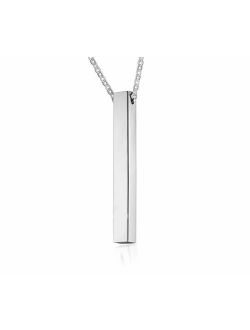 LMXXV Personalized 4 Side 3D Vertical Bar Name Date Roman Numerals Stainless Steel Necklace,Inspirational Gift