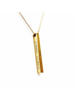 Anavia Personalized Bar Necklace 4 Sided Vertical 3D Bar Jewelry Custom Name Stainless Steel Pendant Necklace for Men Women Couples Boyfriends, Free Engraving