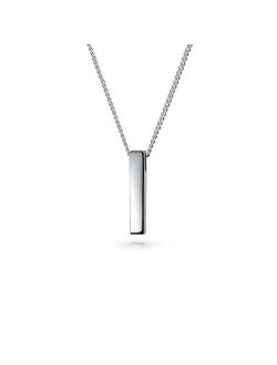 Simple Geometric Minimalist Engravable Vertical Bar Pendant Necklace For Women For Teen 925 Sterling Silver Personalize
