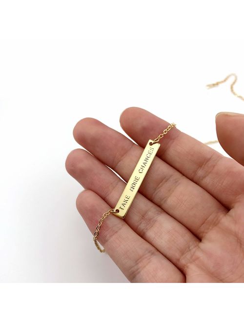 Custom Coordinates Necklace Engraved Necklace Name Bar Necklace Personalized Jewelry Graduation Gift Gift For Her - 9N