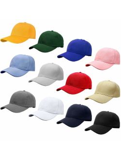 Falari Wholesale 12-Pack Baseball Cap Adjustable Size Plain Blank Solid Color