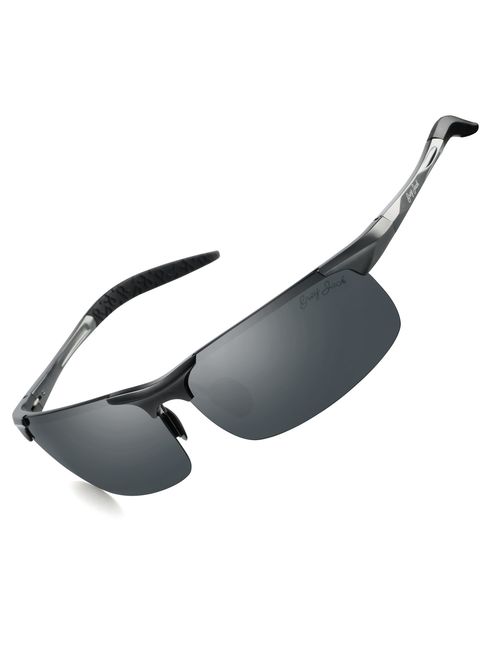 grey jack Lightweight Al-Mg Alloy Metal Half-Frame Polarized Sports Sunglasses for Men Women